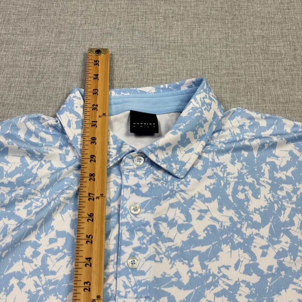Dunning Golf Polo Shirt Mens Large Blue Short Sleeve Abstract Graphic Print Logo - Picture 9 of 11